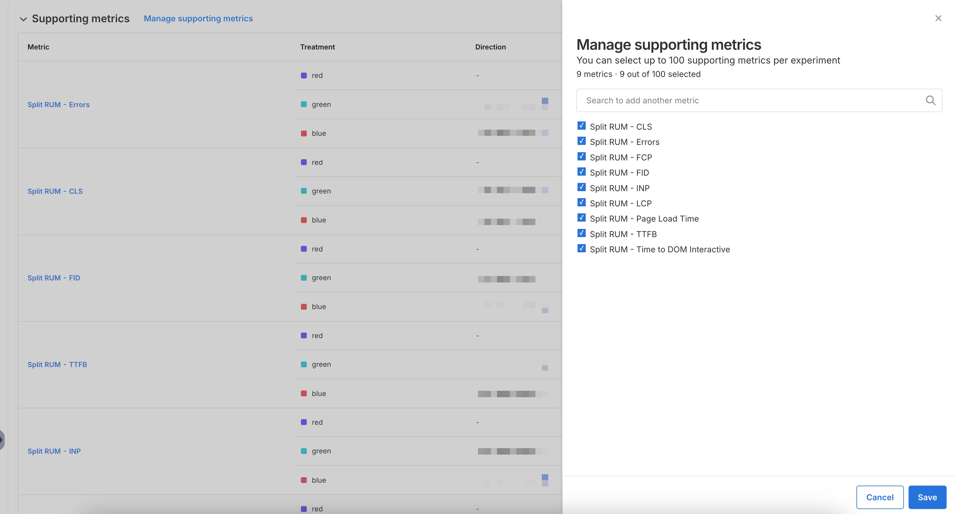 Manage supporting metrics